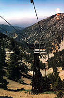 looking down the ski lift