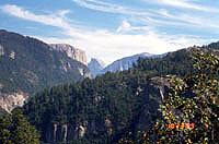 first view of Yosemite Valley from vista point