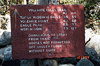 sign at Yosemite Falls trailhead