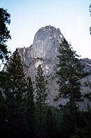 morning view of Sentinel Rock from the valley