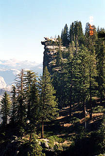 view of Glacier Point jutting out from the cliff