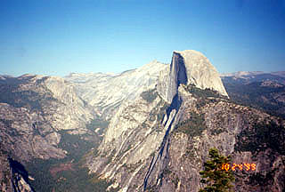 mid afternoon view of Half Dome from Glacier Point