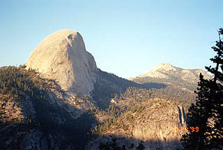 southwestern view of Half Dome in the early evening with Clouds Rest in the background