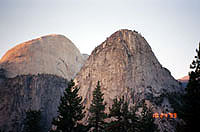 Liberty Cap (foreground), southern view of Half Dome (background)