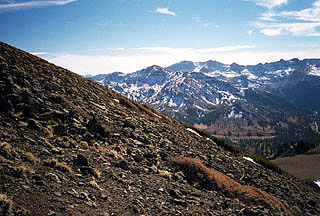 a view from 300' below the summit of the mountain range to the south