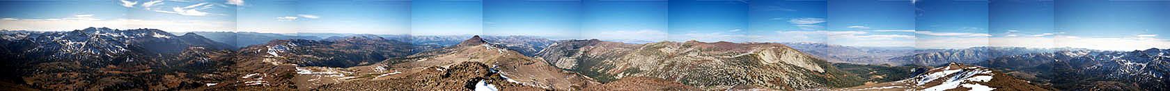 a 360 degree view from the summit.  Leavitt Peak left, Stanislaus Peak center.
